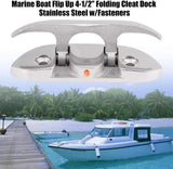 Boat2 Pcs Folding Cleat 4-1/2" Flip-up Dock Marine Grade 316 Stainless Steel with Screws V1259-DP01-A-1361