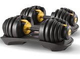 Powertrain 48kg Adjustable Dumbbell Set Home Gym Exercise Equipment Weights Gold DMB-BF1-024-GD-2