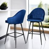 Artiss 4x Bar Stools Velvet Swivel Metal Legs Blue BA-K-9969-BLX4