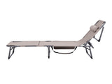Gardeon Sun Lounger 5 Position Folding Tanning Chair with Face Hole Khaki FF-LOUNGE-HOLE-KH