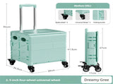 Foldable Rolling Storage Cart with Telescopic Handle - Large Capacity, Portable Utility Box 45L V888-ELOSUNG10739