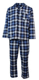 Mens Plus Size Flannelette Pyjamas 100% Cotton PJs Set Top Pants in Blue Check - 4XL V563-JSPJ38-45-4XL