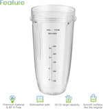 Blender Replacement Parts for Ninja, 24oz Ninja Blender Cups with To-Go Lids, 7 Fins Extractor V1258-DP02-C-106