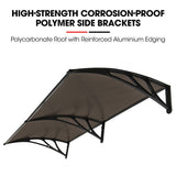 SHADE SHIELD 2x1m Aluminium Exterior Awning, Black DIY External UV Rain Protection Grey Tinted V219-OAWFIXSS21GA