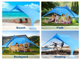 210*170*150CM 2 Poles Beach Tent Shade Canopy with UPF50 Protection Sun Shelter Portable Camping V1107-132-91929-BLU1