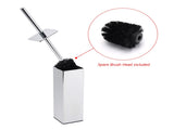 Bathroom Polished Chrome Square Standing Toilet Brush Stainless Steel Holder Cup Kit V1233-T87023PS