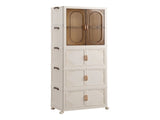Artiss Foldable Storage Cabinet Stackable Box Wardrobe Clear Magnetic Door White SC-1W3B-6539-WH