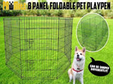 Pet Playpen Foldable Dog Cage 8 Panel 24in with Cover V274-PET-PP24-PPCV24-GN