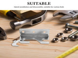 Bed Frame Hook Plates, Plated Silver Metal, Tool Free Detachment, Durable, for Hospital Beds, 2Pairs V1366-AZ2-W-17600