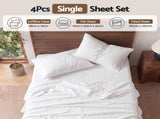 Giselle Single 500TC Cotton 4Pcs Sheet Set with 40cm Extra Deep Pocket for Thick Mattresses Sateen SHEETSETS-TC5-W-S