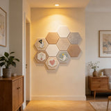 Hexagon Cork Felt Bulletin Board Tiles Self Adhesive Wall Pin Board with 40 Pushpins for Home Office V1369-AZ3-W-10355