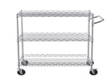 Kitchen Utility Cart, 3 Tiers, Wire Rolling Cart with 300kg Capacity, Steel Service Cart on Wheels, V952-WGCFTCCB30X184GWTV0