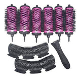 6pcs/set 3 Sizes Detachable Handle Hair Roller Brush with Positioning Clips Aluminum Ceramic Barrel V1366-AZ2-W-07203