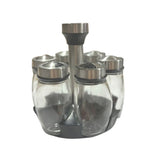Rotating Spice Rack S 6 Glass Jars with Labels Food-Safe Sealed Lids Transparent Visible V1370-AZ4-09155
