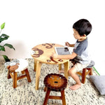 Hand Carved Children's Table Wooden MONKEY Theme V277-HCCTWMT