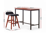 Artiss 5Pcs Bar Table and Stools Set Dining Desk Kitchen Chairs Cafe Pub Wood BA-TAB-SET-077X4-BK