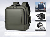 Green Expandable Business Laptop Backpack with USB Charging Port - Large Capacity Work & Travel Bag V888-ELOSUNG34337