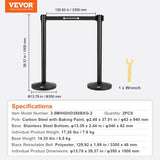 Crowd Control Stanchions, 2-Pack Crowd Control Barriers, Carbon Steel Baking Painted Stanchion Queue V952-ZGGLZHSTZX2J6KF5TV0