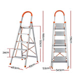 Giantz 5 Step Ladder Multi-Purpose Folding Aluminium Light Weight Non Slip Platform LD-H-ALU-5STEP-OS