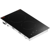 Electric Cooktop, 12 inch 2 Burners Built-in Electric Stove Top, 3000W Ceramic Radiant Cooktop with V952-Q12INCH3000W2U7DKV3