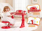 Keezi Kids Piano Keyboard 37 Keys Electronic Musical Instrument Set w/ Stool Microphone KPK-37-RD