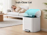 Cefito 20L Trash Bin Steel Pedal Bins Soft Close Kitchen Rubbish Waste Can White RB-20L-1C-WH