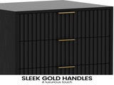 Sarantino Evelyn Bedside Table with 3 Drawers - Black CBT-689-03-BK