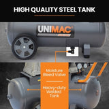 UNIMAC 50L 2.2kW Commercial Air Compressor, 280L/min 116PSI, Brushless Motor, Certified Tank, Long V219-TOLACMUM05BA