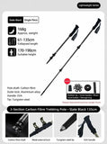 Lightweight Carbon Fiber Trekking Pole, 3 Section Adjustable Walking Stick, Fit For Height Under V1221-XM-LB2783-GM110