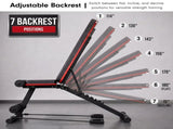 Powertrain Adjustable Weight Bench w/ Incline Decline and 7 Backrest Positions WBD-DDS-03M
