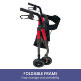 Orthonica Foldable Mobility Steel Rollator 136kg Max Capacity Red FRW-MAS-029-RD