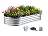 Green Fingers Raised Garden Bed Galvanised Oval Metal Planter Box Large Outdoor 120x60x30cm Silver GB-OVAL-1206030-SL