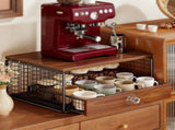 Coffee Machine Stand,Coffee Capsule Storage, Kitchen Counter Organizer with Drawer& Wire Basket, V1337-A9-C57U-QV30