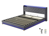 Levede Queen Bed Frame Gas Lift LED Light BF1065-Q