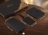 Black Travel Gift Set, Passport Cover Notebook Luggage Tag, Premium Gift Box, Ideal Father's Day V1188-MS-820-005