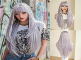 High-Density Synthetic Wig Heat-Resistant Wig Tea-Colored Wig Long Straight Wig Taro paste gray V1102-108-243402-TAR-85CM-33INCH