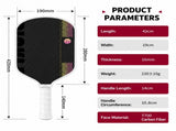 Black and Pink T700 Raw Carbon Fiber Pickleball Paddle Set - 2 Professional Honeycomb Core Paddles, V888-ELOSUNG55215-3