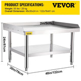 Stainless Steel Equipment Grill Stand, 122 x 76 x 61cm Stainless Table, Grill Stand Table with V952-SBSKTBD4830INXAETV0