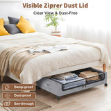 Gray Square Under-Bed Storage Rack with Wheels Sturdy Easy to Move for Bedroom AU V201-QHGMMOREONE044