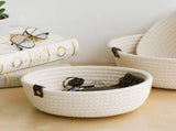3 Piece Cotton Rope Woven Storage Basket Set Round Cotton Linen Storage Basket for Desktop V1294-YM0703-3117230008412
