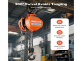 Hand Chain Hoist, 3 Ton Capacity, Manual Chain Block with Upgrade G80 Galvanized Chain, 6 m Lifting V952-SJSLHL3T20FTM28SX001V0