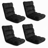 Artiss 4X Lounge Sofa Bed Flannel Fabric Black FLOOR-SBL-M193-S-BKX4