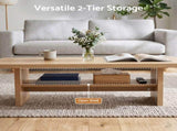 Artiss Coffee Table 110cm Center Table with 2-Tier Open Storage Shelf Wood FUR-S-COF13-WD