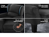 Artiss Recliner Chair Adjustable Sofa Lounge Soft Suede Armchair Couch Charcoal RECLINER-B-9218-LIN-CHA