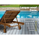 Gardeon 2x Sun Lounge Wooden Lounger Outdoor Furniture Day Bed Wheel Patio Grey ODF-B-LOUNGE-WHEEL-GEX2