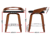Artiss 2x Bar Stools Swivel Dining Chairs Low Back Counter Seat PU Cushion BA-TW-8566-BKX2-AB