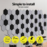 Alpha Acoustic Foam 12pcs 35x30x0.9cm Soundproof Absorption Panel Adhesive Grey AF-HEX-12-GR