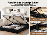 Artiss Queen Bed Frame with Horizontal Gas Lift Storage with LED Light USB Type-C Charging Station BFRAME-H-HYDE-Q-BK-ABCD