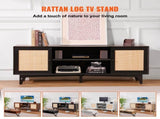Rattan TV Stand for 75in TV, Boho TV Stand with Rattan Door, Entertainment Center with Build-in V952-TBDSJ66INCHEQ0NLRV3