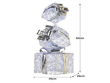 Christabelle 83cm Triple Christmas Silver Giftbox Stack Display with Lights 112_MHA516